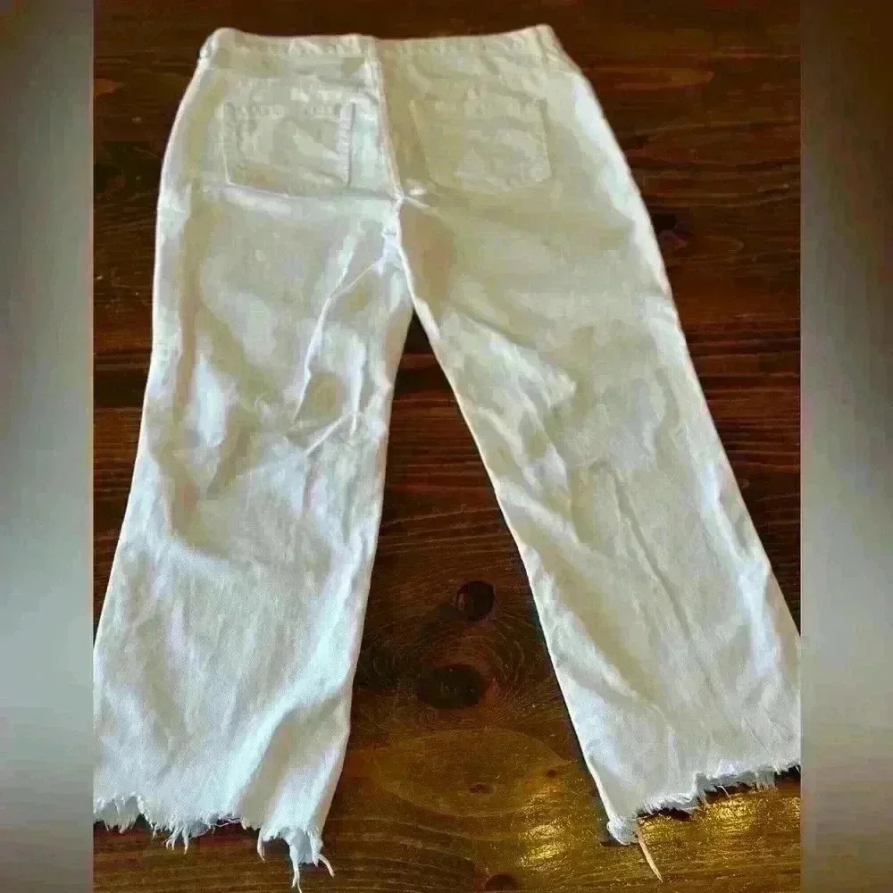 Free People Maggie Wide‎ Mid-Rise Distressed Raw Hem Straight Leg Jeans Size 29 - Picture 4 of 11